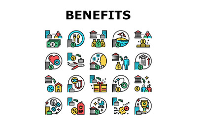 Benefits For Business Collection Icons Set Vector