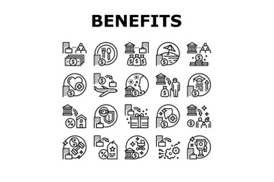 Benefits For Business Collection Icons Set Vector