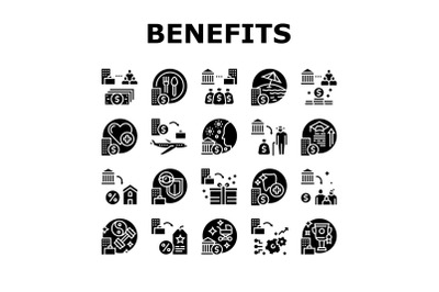 Benefits For Business Collection Icons Set Vector