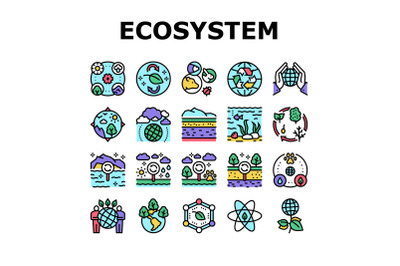 Ecosystem Environment Collection Icons Set Vector