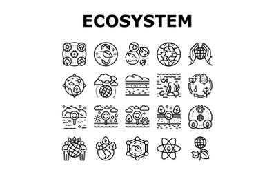 Ecosystem Environment Collection Icons Set Vector