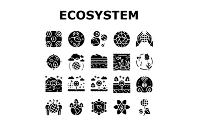 Ecosystem Environment Collection Icons Set Vector