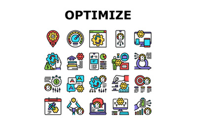 Optimize Operations Collection Icons Set Vector