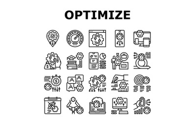 Optimize Operations Collection Icons Set Vector