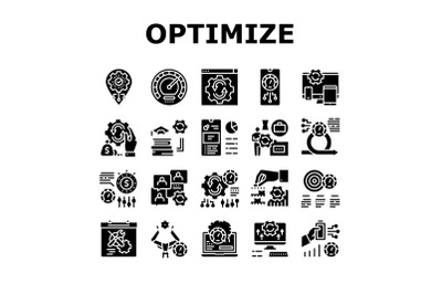 Optimize Operations Collection Icons Set Vector