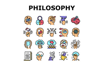 Philosophy Science Collection Icons Set Vector