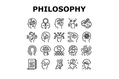 Philosophy Science Collection Icons Set Vector