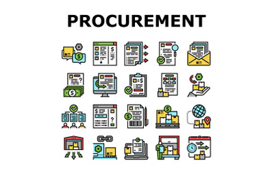 Procurement Process Collection Icons Set Vector