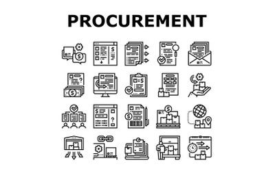 Procurement Process Collection Icons Set Vector