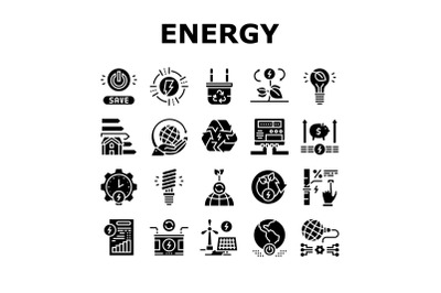 Energy Saving Tool Collection Icons Set Vector