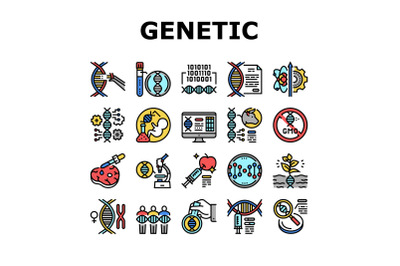 Genetic Engineering Collection Icons Set Vector Illustration