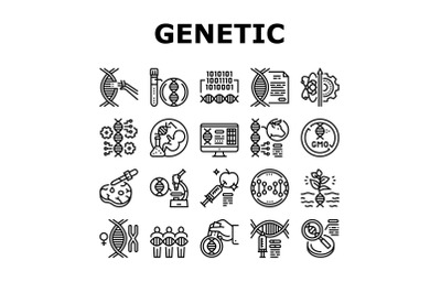 Genetic Engineering Collection Icons Set Vector Illustration