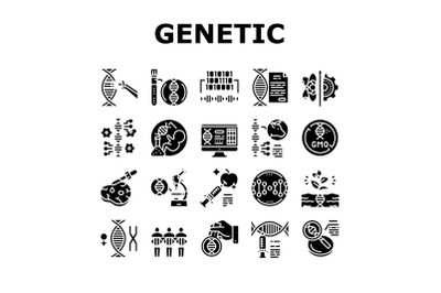 Genetic Engineering Collection Icons Set Vector Illustration