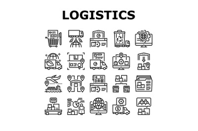 Logistics Business Collection Icons Set Vector Illustration