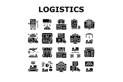 Logistics Business Collection Icons Set Vector Illustration