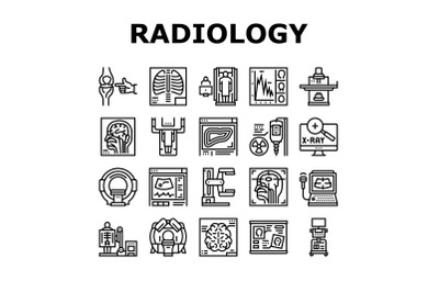 Radiology Equipment Collection Icons Set Vector Illustration