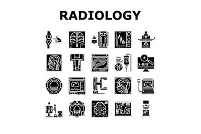 Radiology Equipment Collection Icons Set Vector Illustration