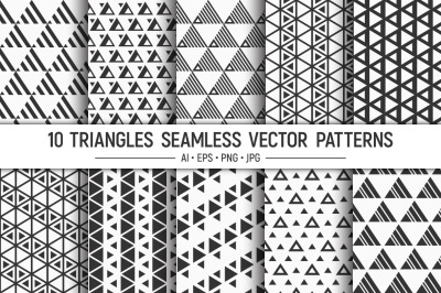 10 seamless vector triangles patterns