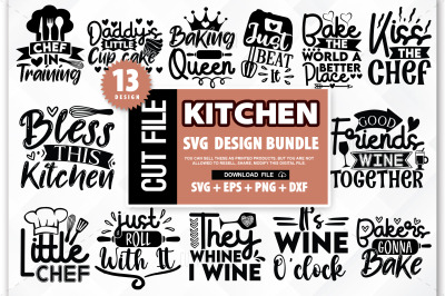 Kitchen SVG Bundle&2C;Hand lettered Kitchen Quote SVG&2C; Baking Svg