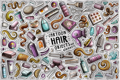Hair Salon Cartoon Objects Set