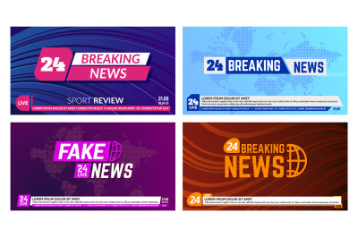 TV news banners. Breaking news banner headline&2C; global news report bac