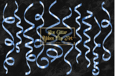 Blue Glitter Ribbon Clipart