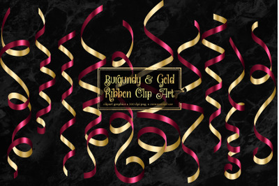 Burgundy and Gold Ribbon Clipart