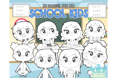 School Kids Digital Stamps - Lime and Kiwi Designs