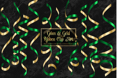 Green and Gold Ribbon Clipart