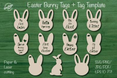 Easter bunny tag. Easter basket tags. Easter tags svg.