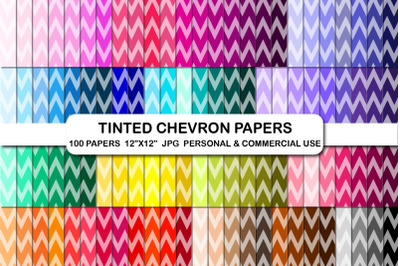 Tinted Rainbow Chevron Pattern Background Digital Paper Pack