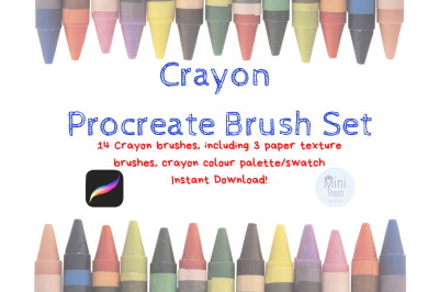 Crayon Brush Set - 14 brushes and palette (including  paper texture)