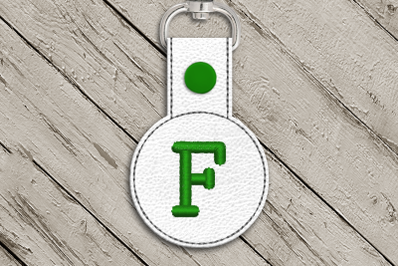 Letter F ITH Round Key Fob | Applique Embroidery