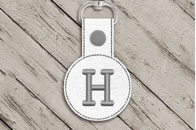 Letter H ITH Round Key Fob | Applique Embroidery