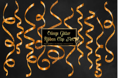 Orange Glitter Ribbon Clipart