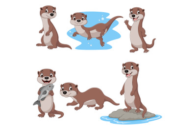 Set of Six Otter Animals Bundles