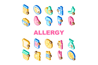 Allergy On Products Collection Icons Set Vector