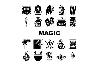 Magic Mystery Objects Collection Icons Set Vector