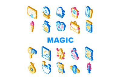 Magic Mystery Objects Collection Icons Set Vector