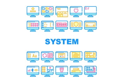 Operating System Pc Collection Icons Set Vector