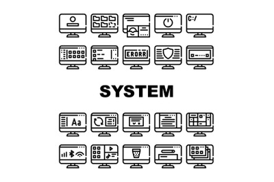 Operating System Pc Collection Icons Set Vector