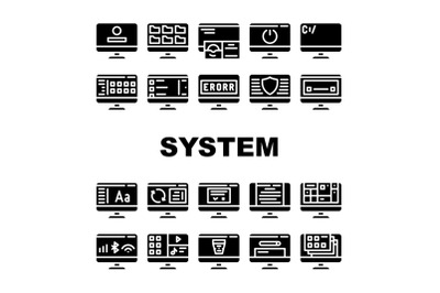 Operating System Pc Collection Icons Set Vector