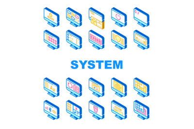 Operating System Pc Collection Icons Set Vector