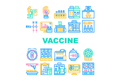 Vaccine Production Collection Icons Set Vector Flat