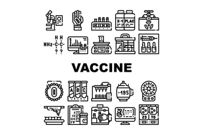 Vaccine Production Collection Icons Set Vector Flat