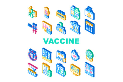 Vaccine Production Collection Icons Set Vector Flat