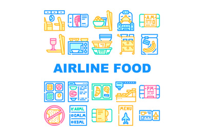 Airline Food Nutrition Collection Icons Set Vector