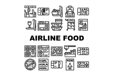 Airline Food Nutrition Collection Icons Set Vector