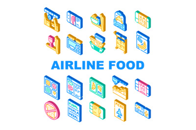 Airline Food Nutrition Collection Icons Set Vector