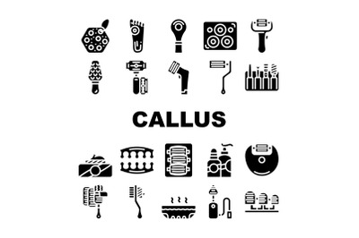 Callus Remover Tool Collection Icons Set Vector